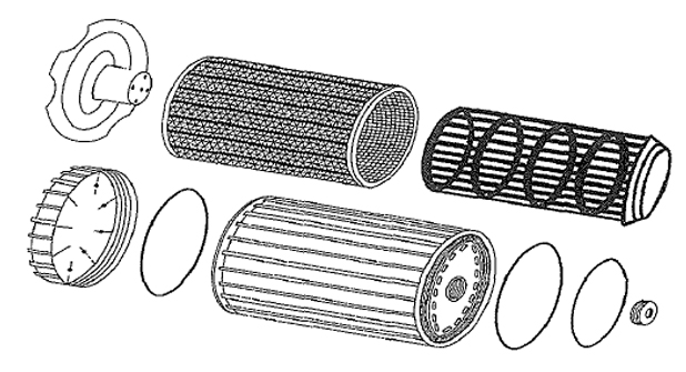 Renewable Oil Filter System exploded view image